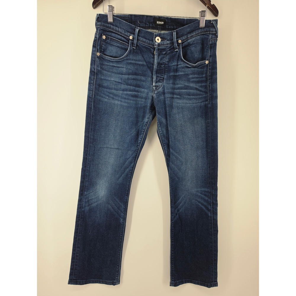 Hudson Mens Blue Medium Wash Straight Leg Stretch Denim Jeans Size 32